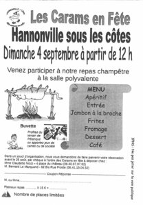 Repas champêtre par les Carams en fête 